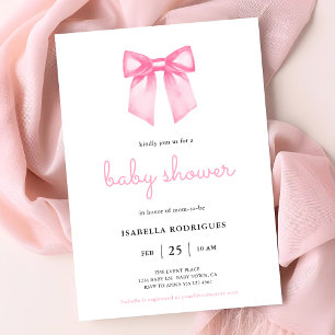 Faire-part de Baby Shower à l'aquarelle rose éléga