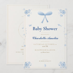 Faire-part de baby shower à l'arc-en-ciel bleu en