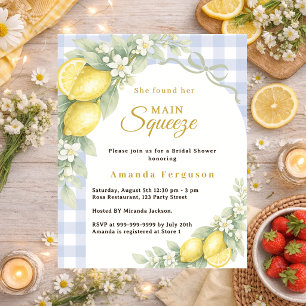 Faire-part de Baby Shower à motif vichy citron