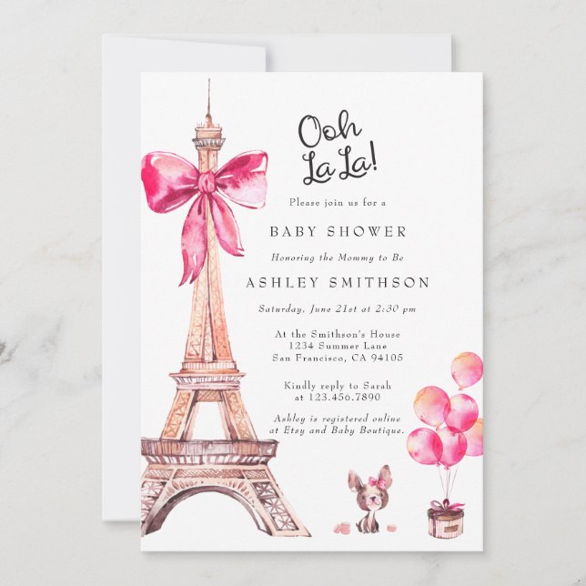 Faire-part de Baby Shower à Paris (Devant)