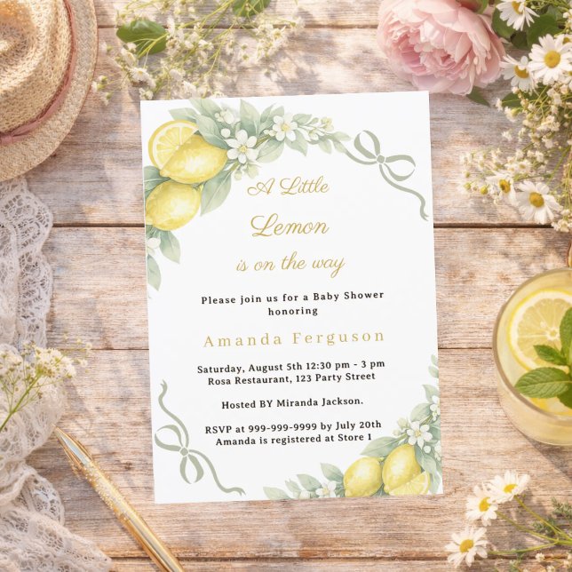 Faire-part de Baby Shower à ruban gingham été citr (Créateur téléchargé)
