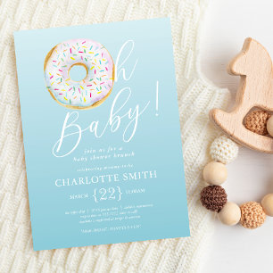 Faire-part de Baby Shower Adorable Donut Bleu