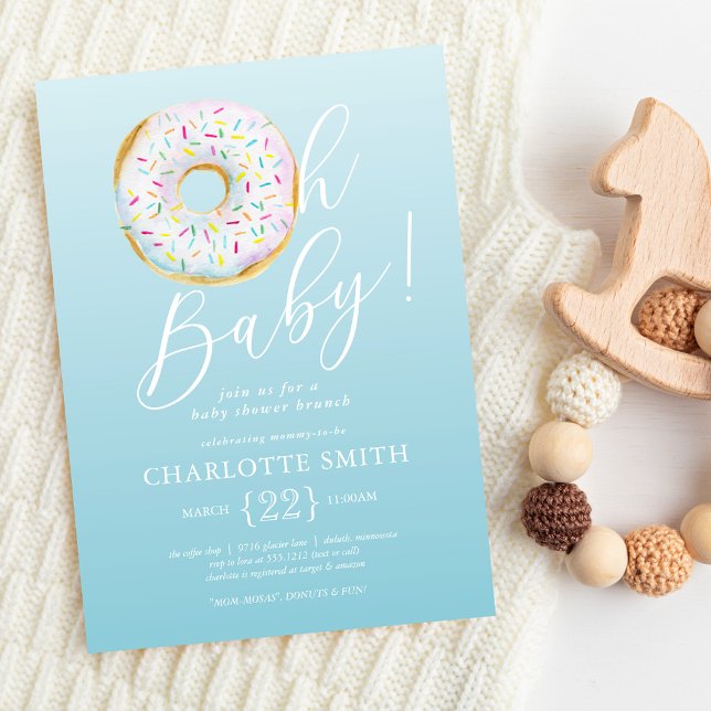 Faire-part de Baby Shower Adorable Donut Bleu (Créateur téléchargé)