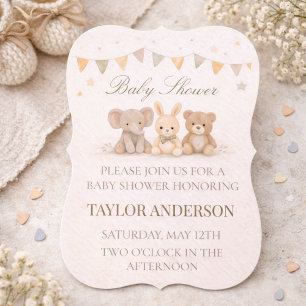 Faire-part de Baby Shower Animal Neutre