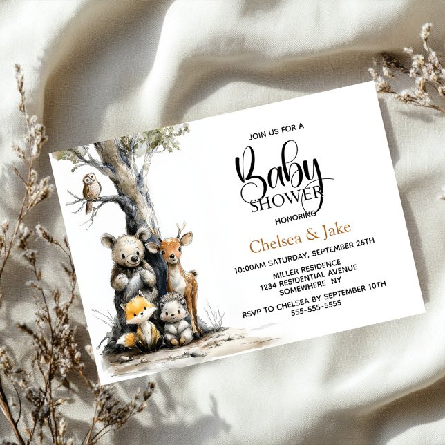 Faire-part de Baby Shower Animaux de la Forêt (Créateur téléchargé)