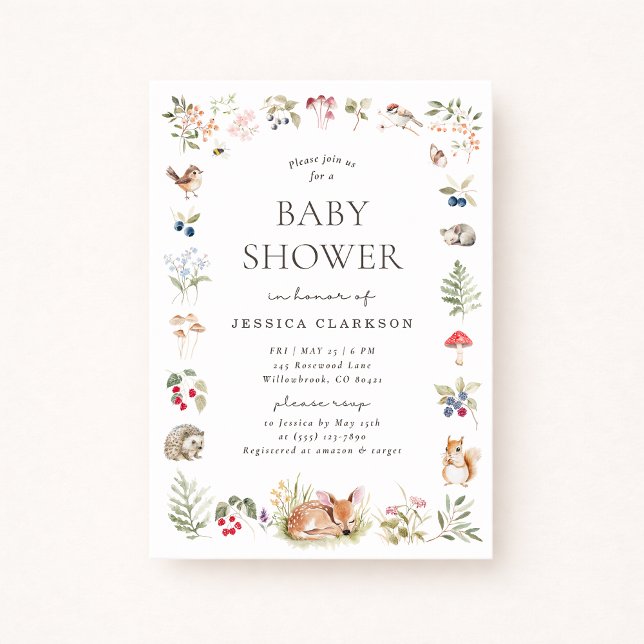 Faire-part de Baby Shower Animaux de la Forêt de B (Créateur téléchargé)