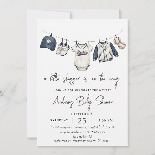 Faire-part de baby shower aquarelle simple et pers (Devant)
