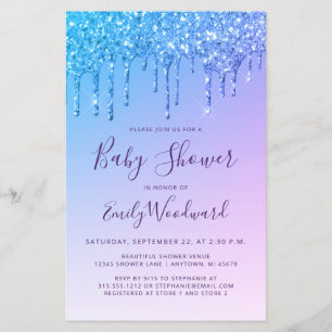 Faire-part de Baby Shower Arc-en-ciel Glitter Budg