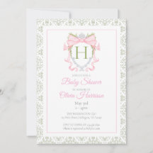 Faire-part de Baby Shower au ruban rose et au blas