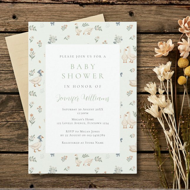 Faire-part de Baby Shower au thème de l'oie mignon (Créateur téléchargé)