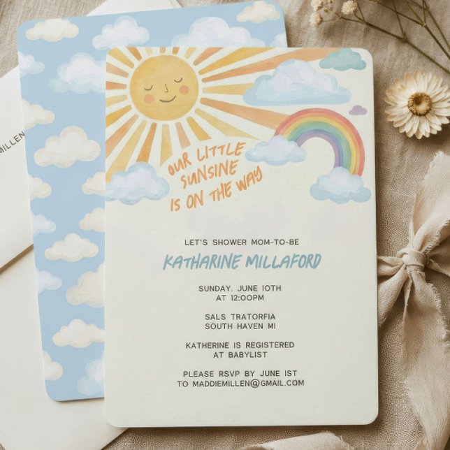 Faire-part de Baby Shower au Thème de Soleil | Thè (Créateur téléchargé)
