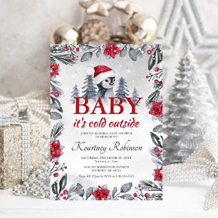 Faire-part de Baby Shower au thème Pingouin Hiver