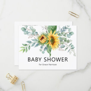 Faire-part de Baby Shower au Tournesol Rustique Eu