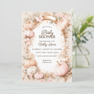 Faire-part de baby shower automne citrouille vinta