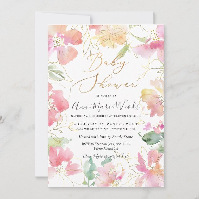 Faire-part de Baby Shower aux doux pois de senteur (Devant)