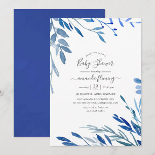 Faire-part de Baby Shower aux feuilles d'indigo ma