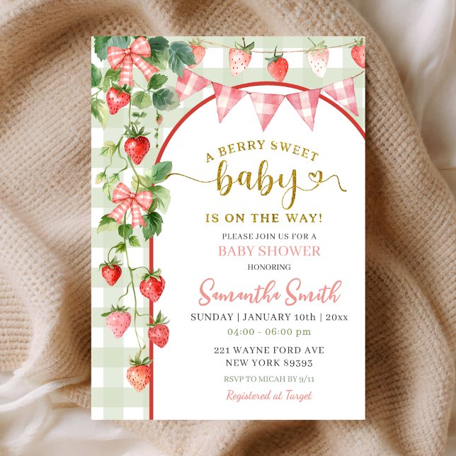 Faire-part de Baby Shower aux fraises (Créateur téléchargé)