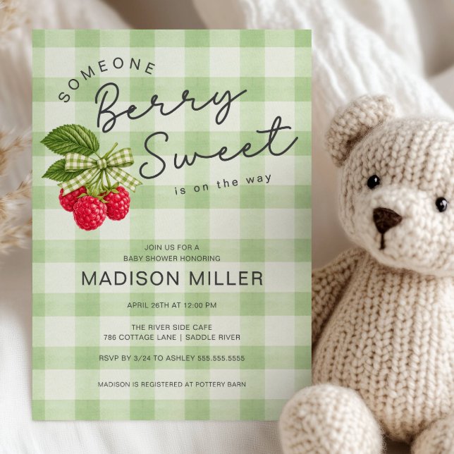 Faire-part de Baby Shower aux framboises Berry Swe (Créateur téléchargé)