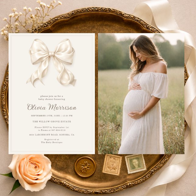 Faire-part de Baby Shower avec Arc Bow Neutre (Créateur téléchargé)