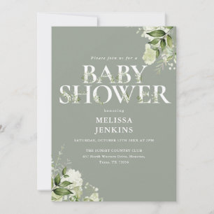 Faire-part de Baby Shower avec code QR floral de v