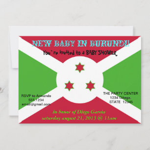 Faire-part de Baby Shower avec le drapeau du Burun