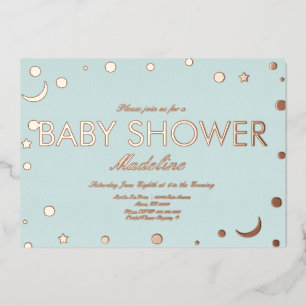 Faire-Part de Baby Shower avec Lune et Confettis P