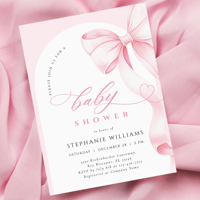Faire-part de Baby Shower avec Ruban Rose (Créateur téléchargé)
