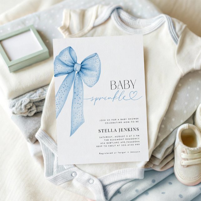Faire-part de Baby Shower avec un Nœud Bleu pour B (Créateur téléchargé)