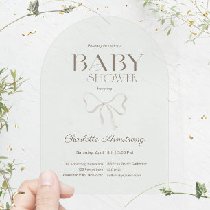Faire-part de Baby Shower avec un Nœud en Aquarell