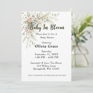 Faire-part de Baby Shower Baby in Bloom