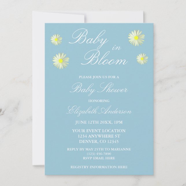 Faire-part de Baby Shower Baby In Bloom (Devant)