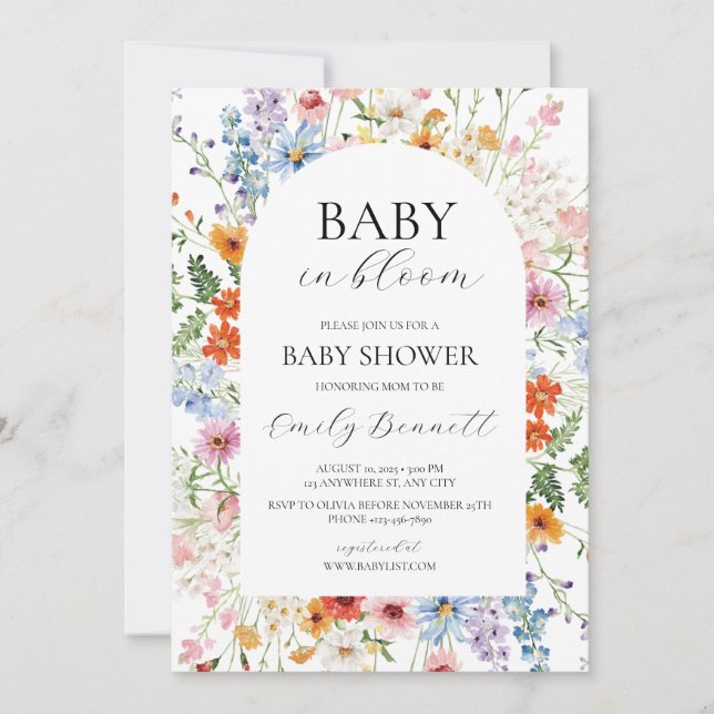Faire-part de Baby Shower Baby in Bloom  (Devant)