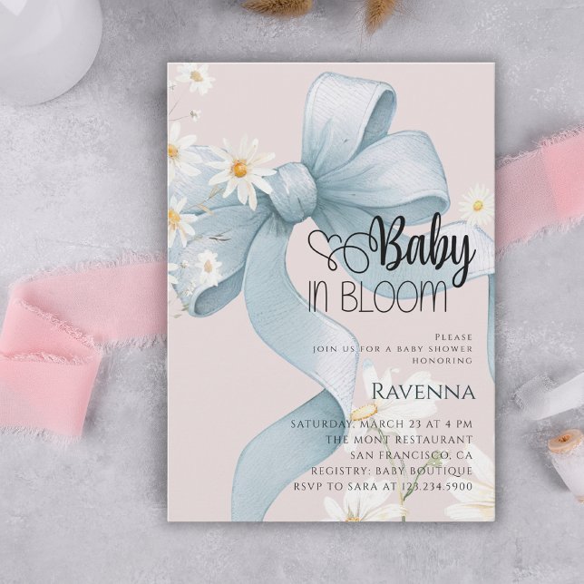 Faire-part de Baby Shower Baby in Bloom Preppy Bow (Créateur téléchargé)