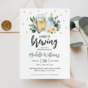 Faire-Part de Baby Shower Baby Is Brewing Greenery