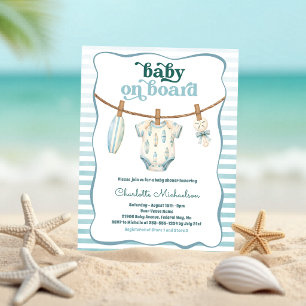 Faire-part de Baby Shower Baby on Board Surf Cloth