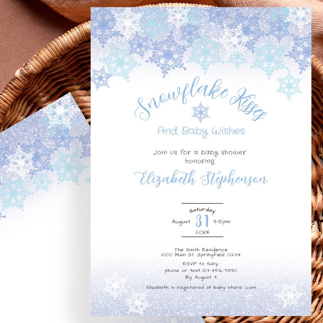 Faire-part de Baby Shower Baisers Flocon de Neige  (Créateur téléchargé)