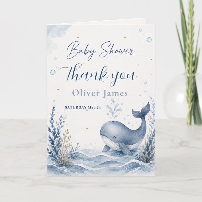 Faire-part de Baby Shower Baleine (Devant)