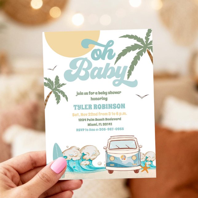 Faire-part de Baby Shower Beach Van (Créateur téléchargé)
