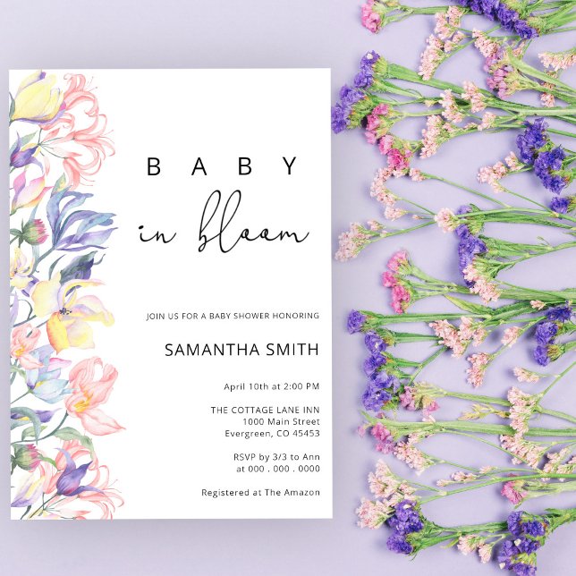 Faire-part de Baby Shower Bébé en fleurs (Créateur téléchargé)