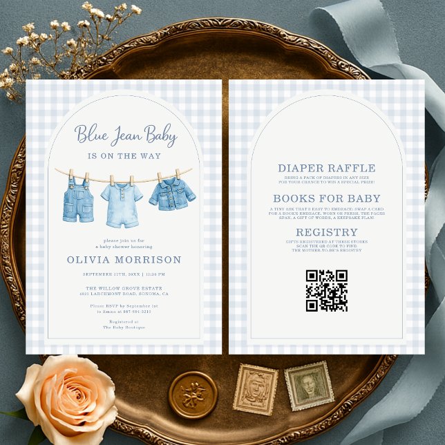 Faire-part de Baby Shower 'Bébé en Jean Bleu' (Créateur téléchargé)