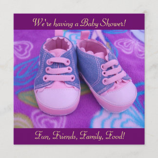 Faire-part de Baby Shower Bébé Fille Chaussures Ro