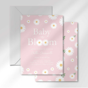 Faire-part de Baby Shower Bébé Fleur Blush Daisy B