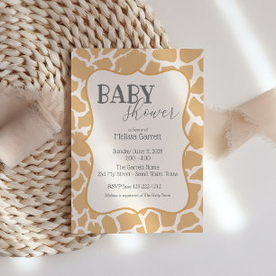 Faire-part de Baby Shower Bébé Girafe Brun clair
