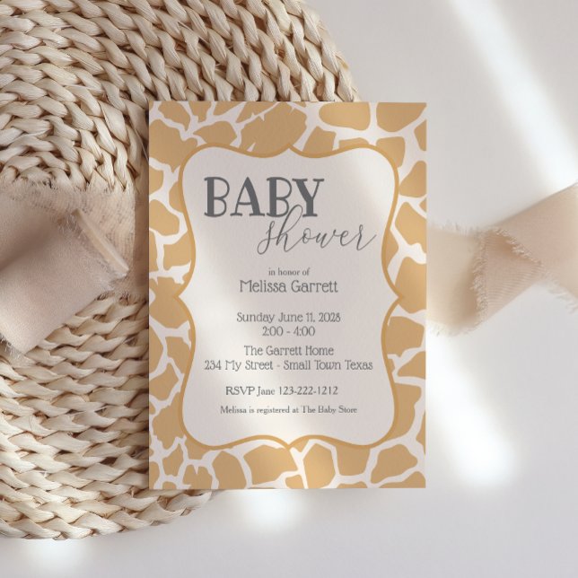 Faire-part de Baby Shower | Bébé Girafe Brun clair (Créateur téléchargé)