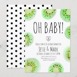 Faire-part de Baby Shower Bébé Kiwi à Points de Wa