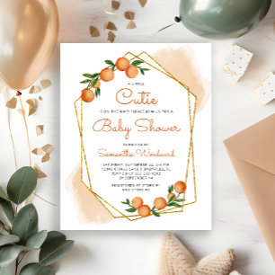 Faire-part de Baby Shower Bébé Mignon Rayé Orange