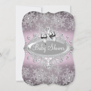 Faire-part de Baby Shower Bébé Paillette Rose Arge