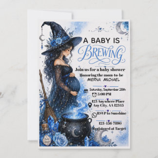 Faire-Part de Baby Shower Bleu Halloween "Un Bébé