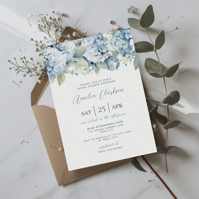 Faire-part de Baby Shower Bleu Hydrangea Quelque C (Créateur téléchargé)
