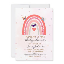 Faire-part de Baby Shower Bohème Arc-en-ciel